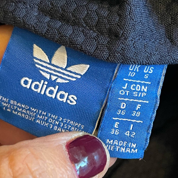 Adidas Cropped Trefoil Women's Sweatshirt Legend Blue Textured Size Small - Picture 3 of 9
